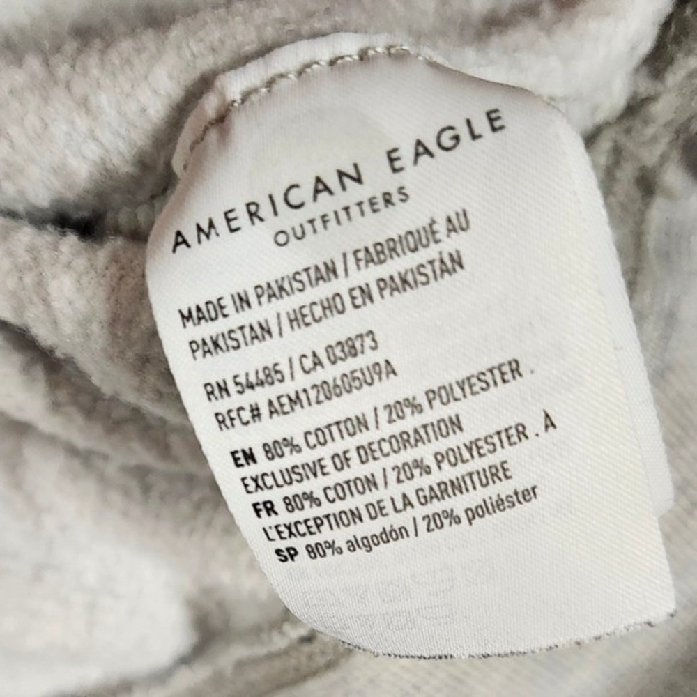 American Eagle Outfitters Hoodie Gray Bird Logo Pullover Sweatshirt Mens M - Picture 4 of 11